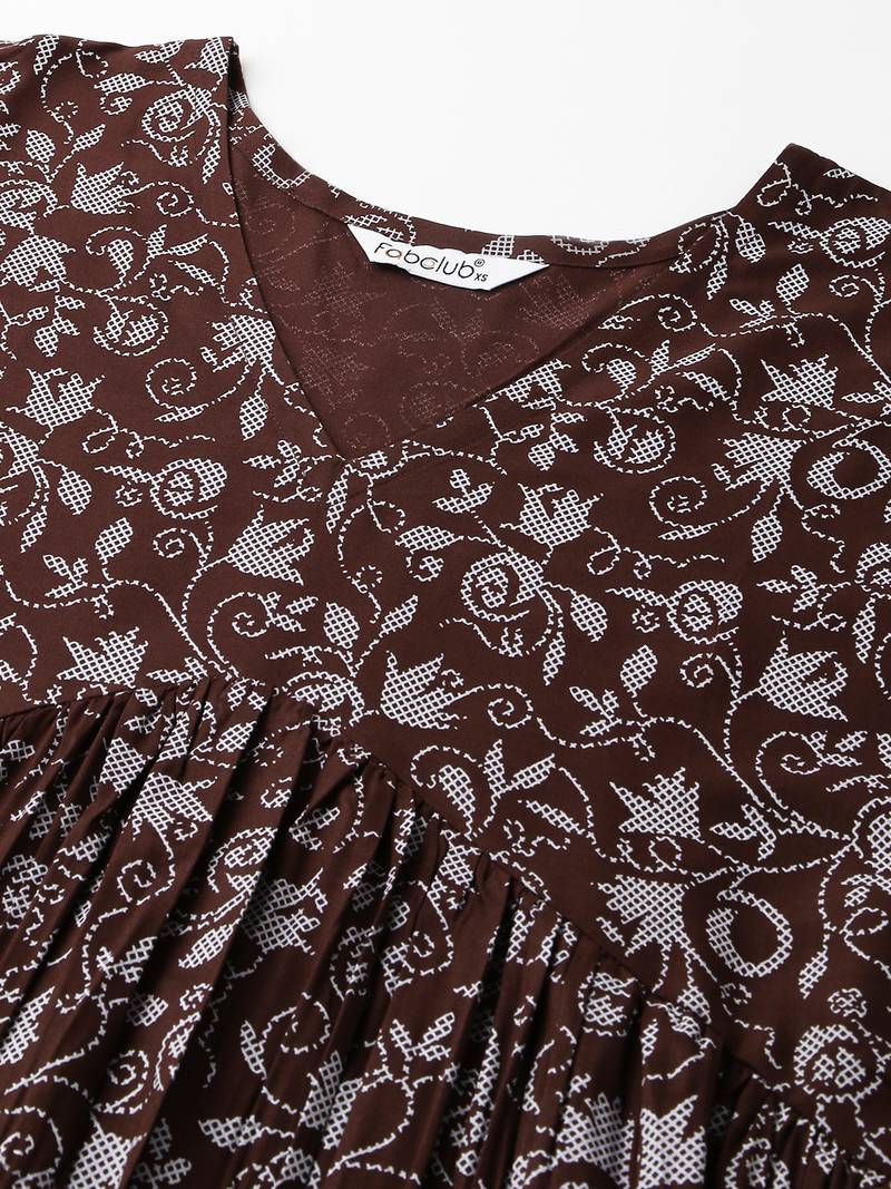 Wine printed rayon Kurta sets