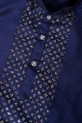 embroidery and sequins work dupion silk kurta and cotton pajama set for boys 5