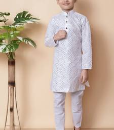 embroidery and sequins work cotton kurta and cotton pajama set for boys