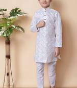 embroidery and sequins work cotton kurta and cotton pajama set for boys