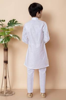 embroidery and sequins work cotton kurta and cotton pajama set for boys 2