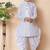 White embroidery and sequins work cotton kurta and cotton patiyala set for boys