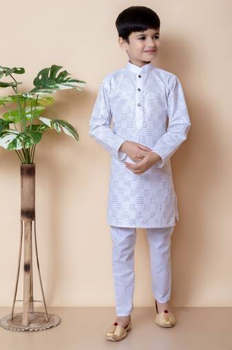 Nfc creation embroidery and sequins work cotton kurta and cotton pajama set for boys