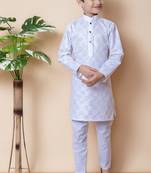 embroidery and sequins work cotton kurta and cotton pajama set for boys