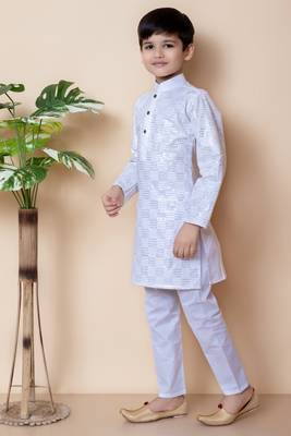 embroidery and sequins work cotton kurta and cotton pajama set for boys 3
