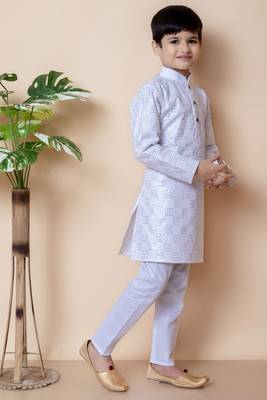 embroidery and sequins work cotton kurta and cotton pajama set for boys 4