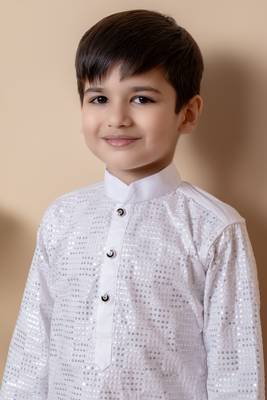 embroidery and sequins work cotton kurta and cotton pajama set for boys 5