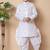 WHITE embroidery and sequins work cotton kurta and cotton patiyala set for boys