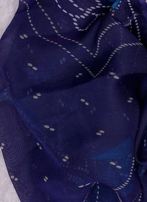 Sky blue crepe bandhani print unstitched suit with chiffon dupatta 5