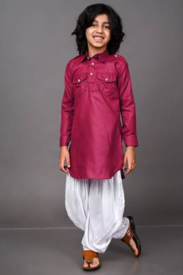 Vesham red pathani suit set for men 1