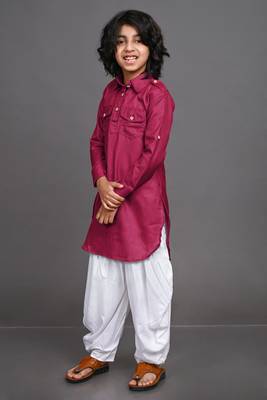 Vesham red pathani suit set for men 3