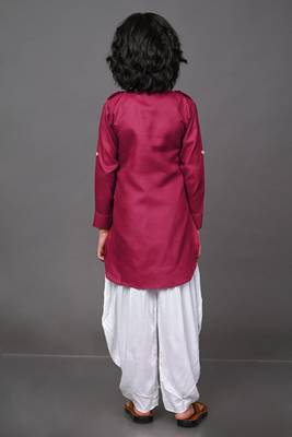 Vesham red pathani suit set for men 4