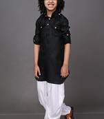 Vesham black pathani suit set for men