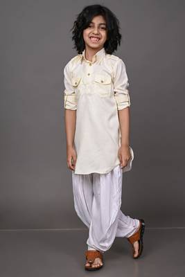 Vesham cream pathani suit set for men 1