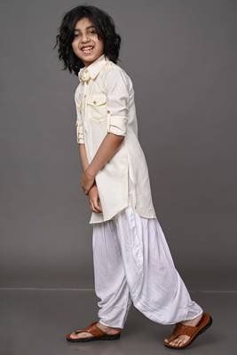 Vesham cream pathani suit set for men 4