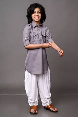 Vesham grey pathani suit set for men 1