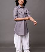 Vesham grey pathani suit set for men