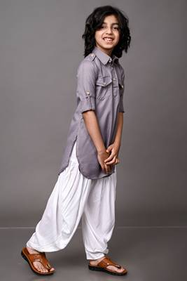 Vesham grey pathani suit set for men 3