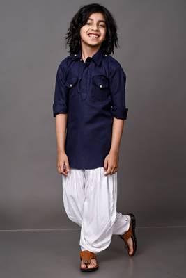 Vesham blue pathani suit set for men 1