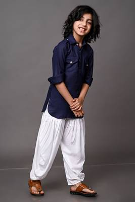 Vesham blue pathani suit set for men 3