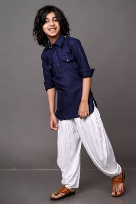 Vesham blue pathani suit set for men 4