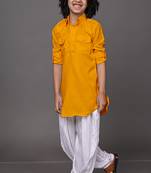 Vesham yellow pathani suit set for men