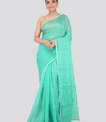 Green Hand Woven Pure Cotton Saree Without Blouse