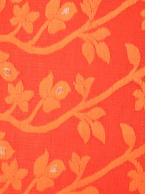 Orange Hand Woven Pure Cotton Saree Without Blouse 4