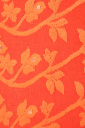 Orange Hand Woven Pure Cotton Saree Without Blouse