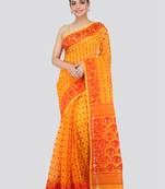 Yellow Hand Woven Pure Cotton Saree Without Blouse