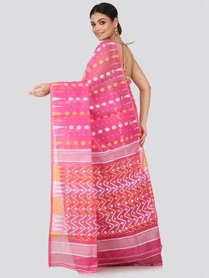 Pink Hand Woven Pure Cotton Saree Without Blouse 3