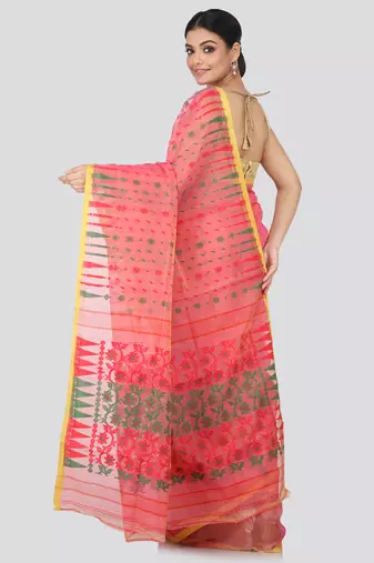 Red Hand Woven Pure Cotton Saree Without Blouse