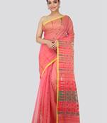 Red Hand Woven Pure Cotton Saree Without Blouse