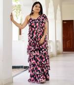 ready to wear black lily saree