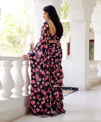 ready to wear black lily saree 5
