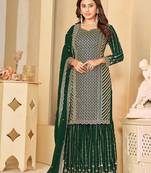 Green embroidered faux georgette salwar suit