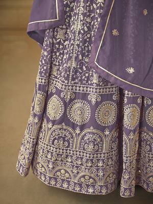 Faux georgette lavender anarkali salwar kameez 4