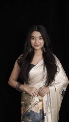 Women'S Beautiful Digital Printed Japan Satin Saree With Unstitched Blouse Piece 3