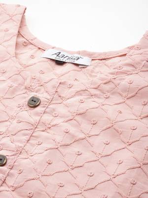 Aarika womens party wear peach colour chikan embroidery cotton kurti 2