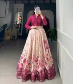 Rani Pink Colour Wedding Special Crop Top Lehenga