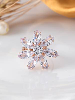 American diamond-studded floral ring 5
