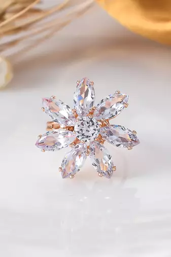 American diamond-studded floral ring