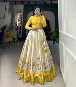 Yellow Colour Wedding Special Crop Top Lehenga