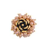 Golden finish  pearl rose flower ring