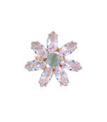 Mint green american diamond flower design ring