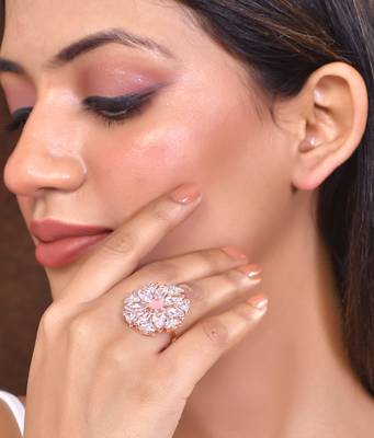Ad & pink stone flower ring 2