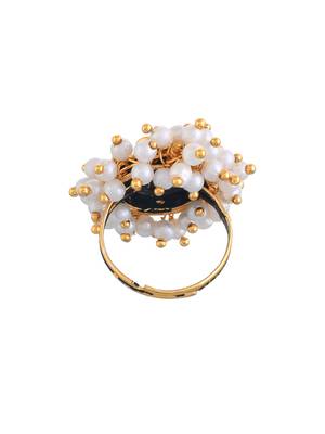 Gold plated pearl studded finger ring 2