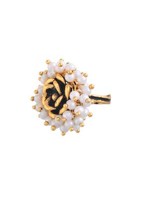 Gold plated pearl studded finger ring 5