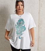 women's cotton blend black half sleeve oversize- loose fit t-shirts