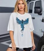 women's cotton blend black half sleeve oversize- loose fit t-shirts